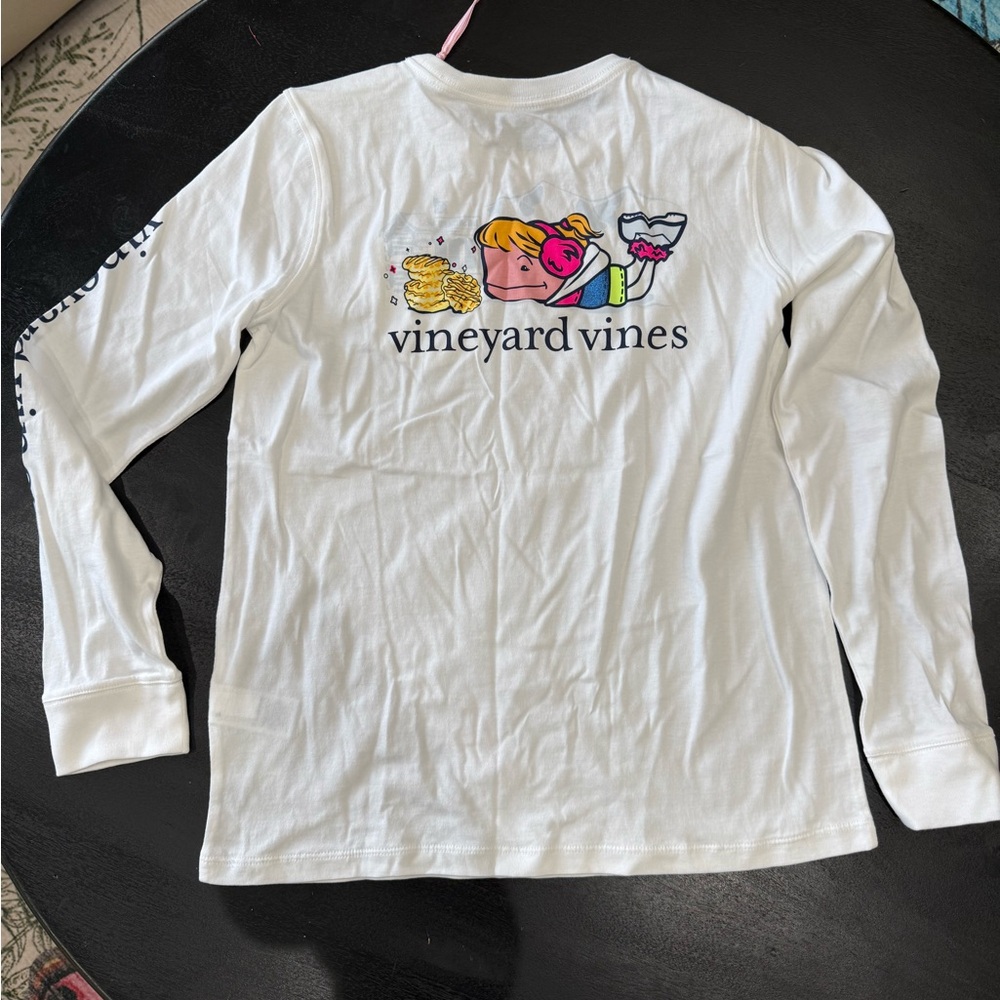 🆕🧇🐳Vineyard Vines🐳🧇Girls Waffle Hut Whale Pocket Tee Size L(14)